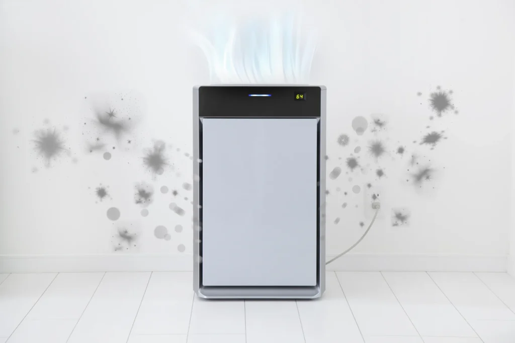 Air purifier: A modern air purifier unit designed to improve indoor air quality