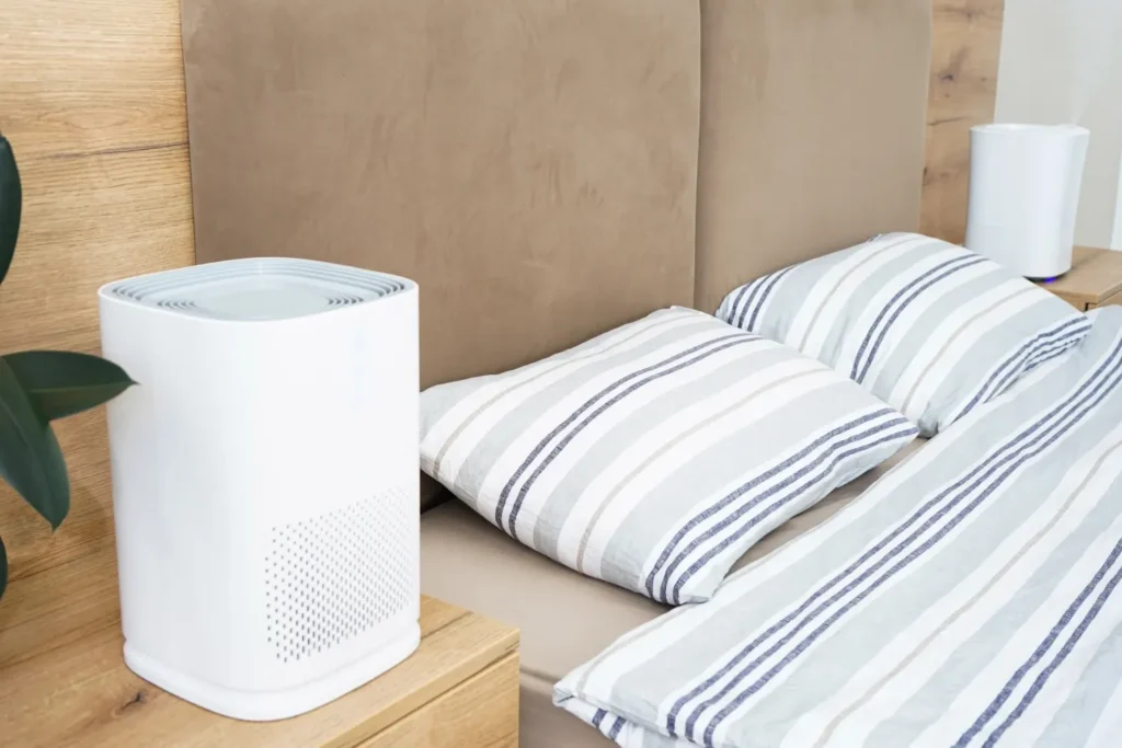 Air purifier in a small living space with high Clean Air Delivery Rate