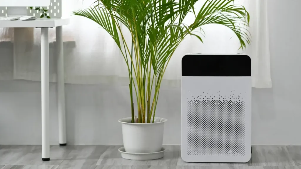 Enhance Indoor Air Quality with a Stylish Modern Air Purifier in Your Bright Living Room