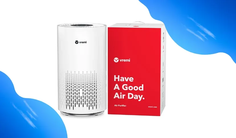 A Vremi air purifier with a premium true HEPA filter designed for large rooms
