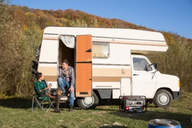 A sleek and efficient RV air purifier working to purify and clean air inside an RV