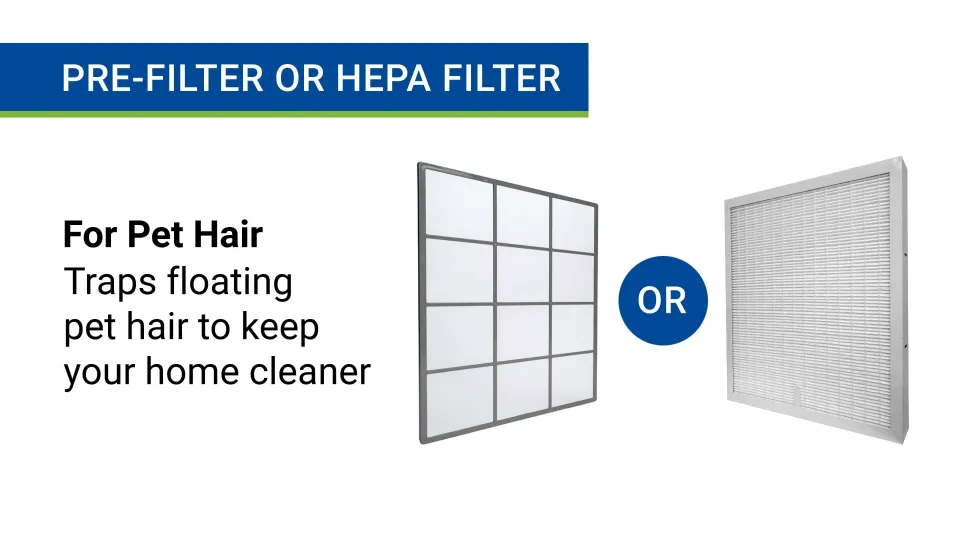 Pre-Filter and HEPA Filter capturing floating pet hair